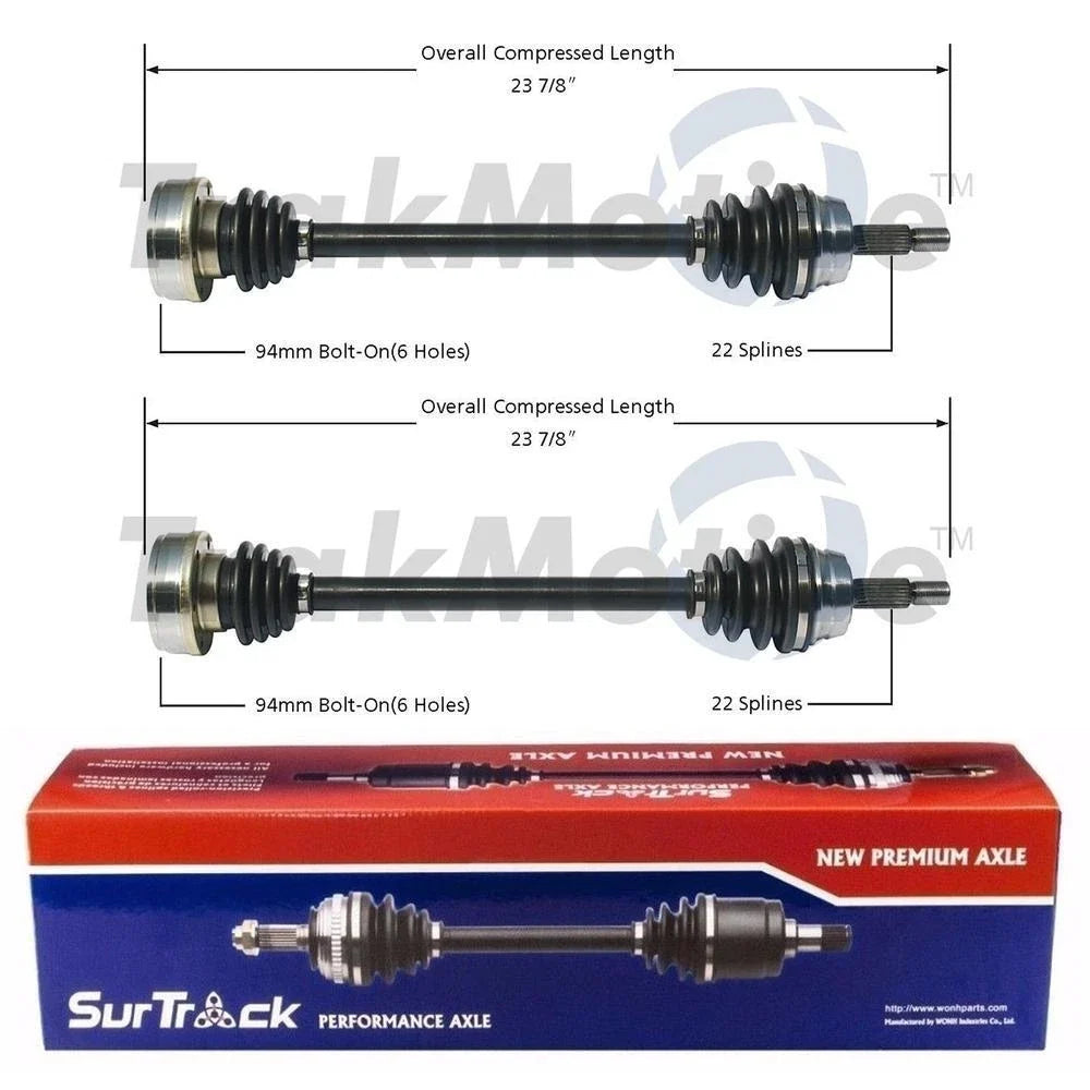 Set of 2 Front CV Axle Shafts for Audi Volkswagen Fox Dasher (N/A)