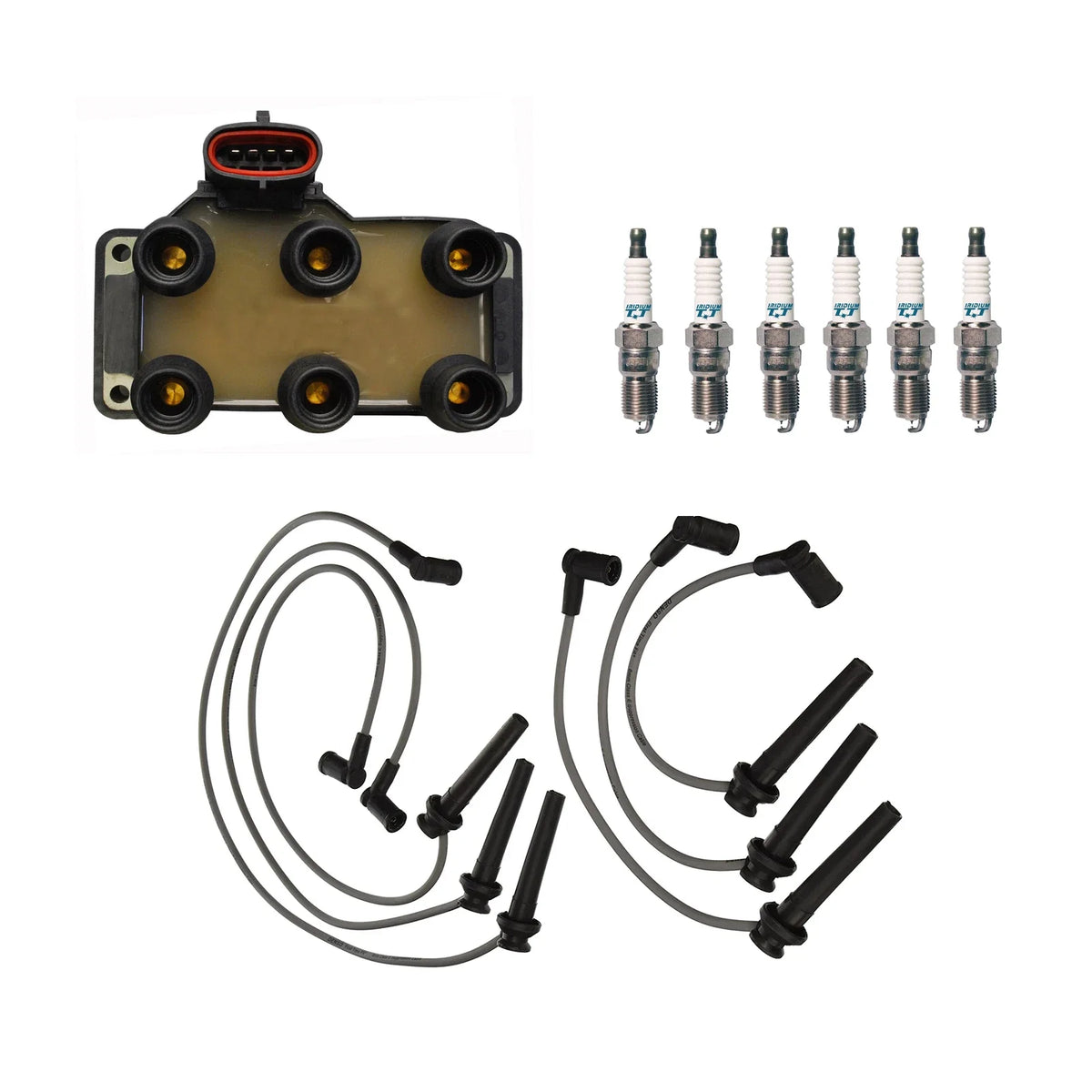 Set of 6 Denso Ignition Coil Wire & Iridium TT Spark Plugs for Mazda MPV (1999–2006)