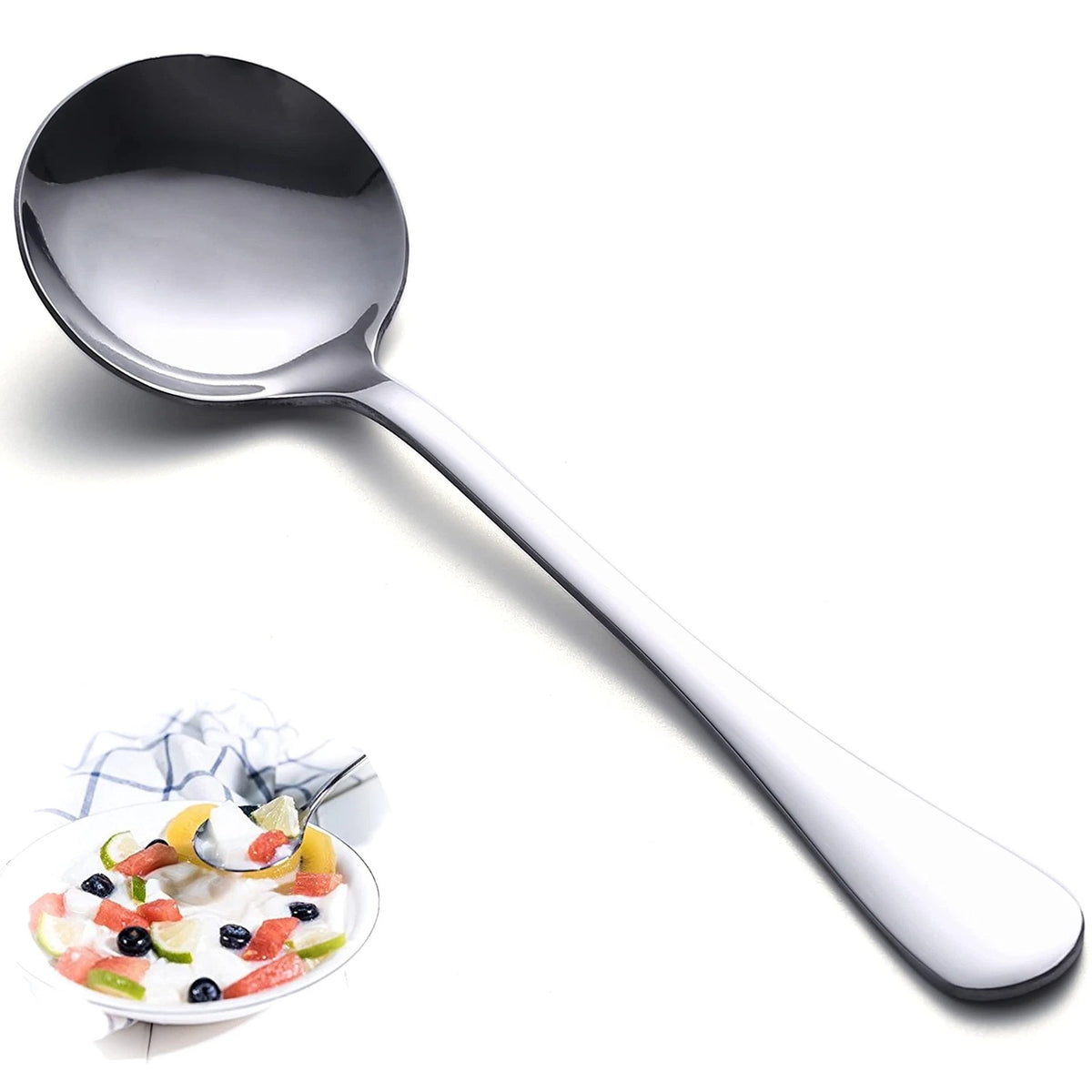 12-Piece Stainless Steel Soup Spoons Set