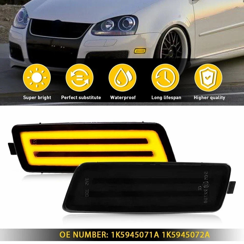 2X LED Front Corner Side Marker Light Smoke Amber for Volkswagen MK5 Jetta (2005–2010)