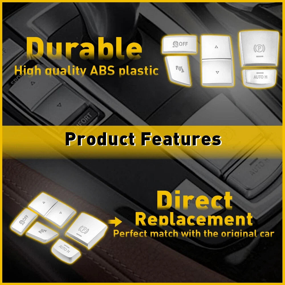 Chrome Handbrake Auto Hold Button Switch Cover Trim for BMW 5 6 7 X3 X5 X6 (2010–2020)