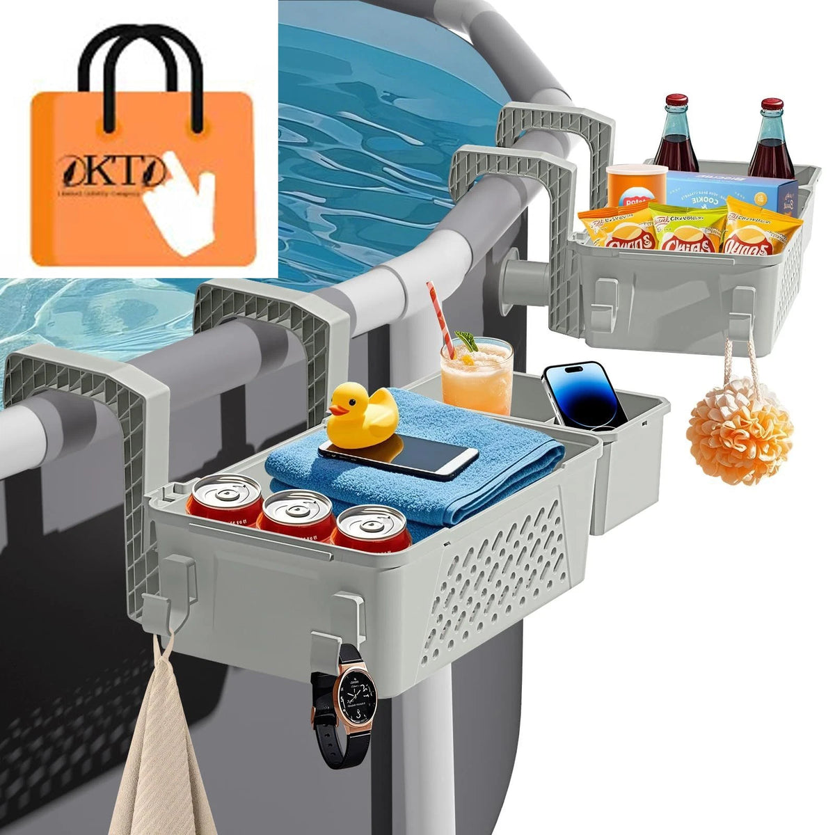 2X Poolside Storage Basket for Above Ground (12.3 x 6.6 inches)