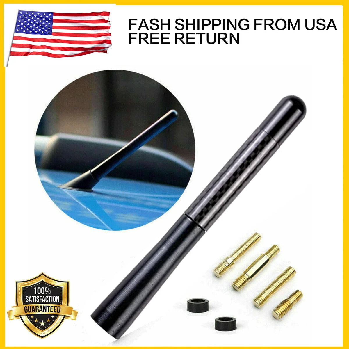 Black Bullet Antenna 50 Cal for Chevy Silverado, Dodge Ram, Ford F150, F250 (2000–2023)