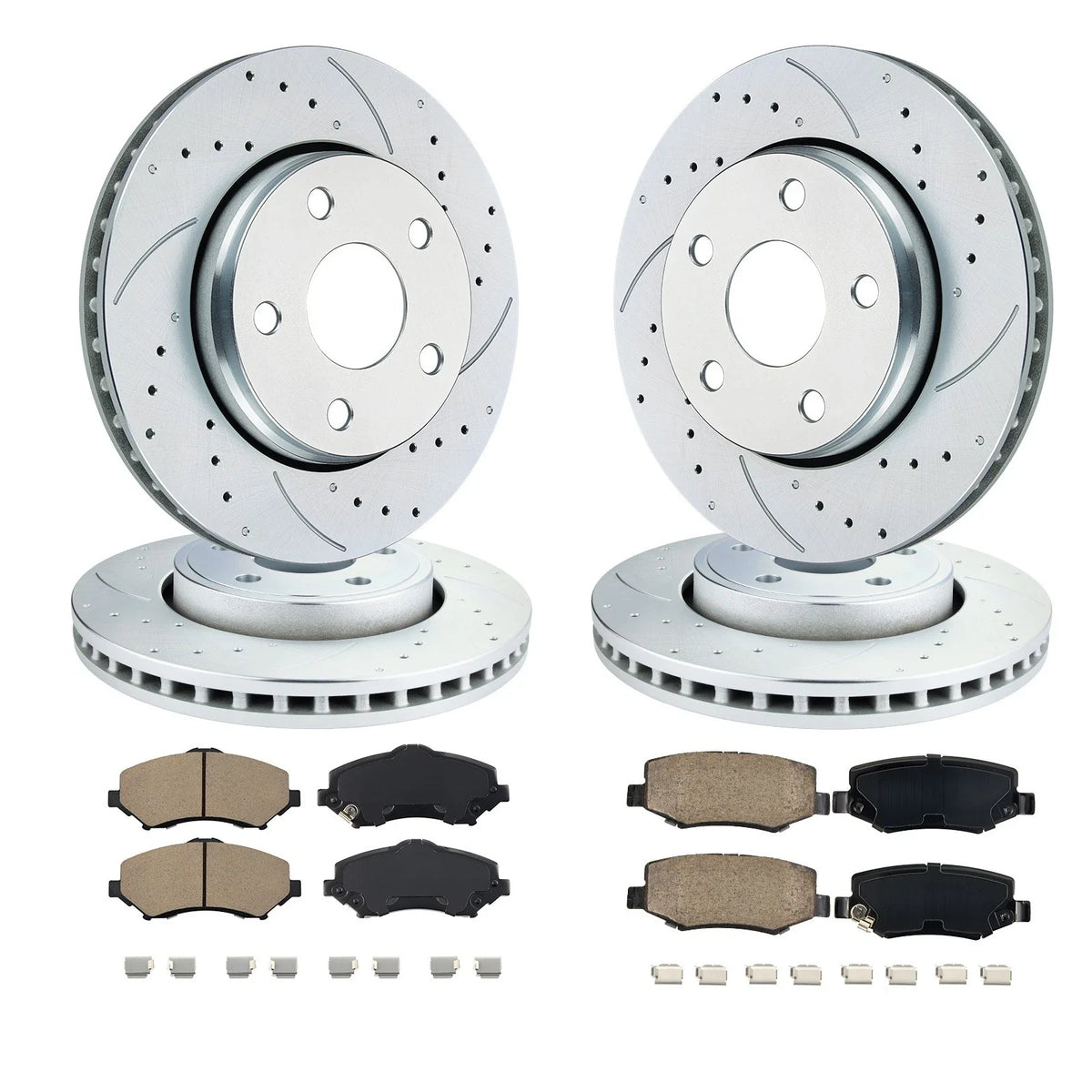 F&R Drilled Brake Rotors & Ceramic Pads for Jeep Wrangler JK (2007–2018)