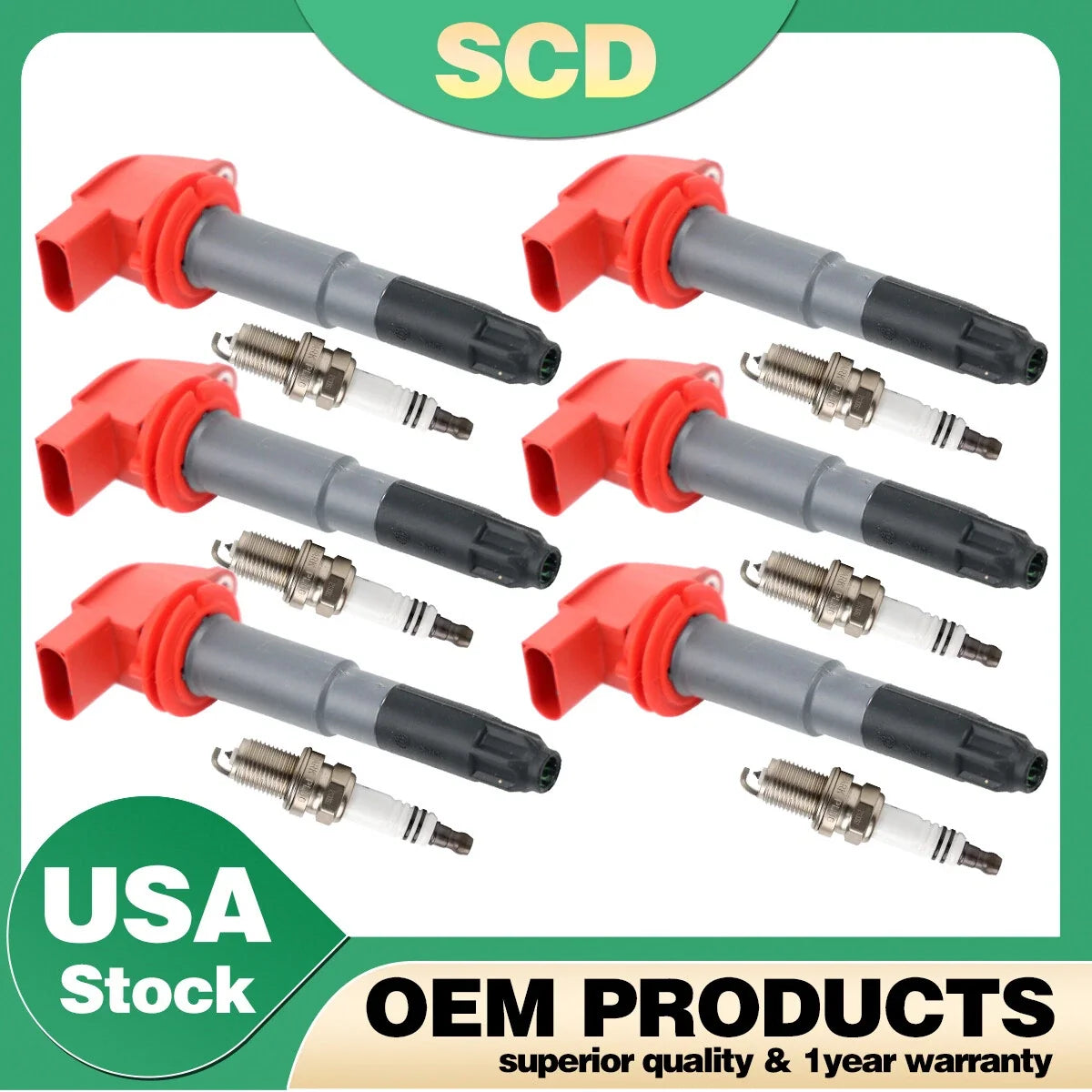 6 Ignition Coils + 6 Spark Plugs for Porsche Cayenne Panamera (2003–2021) UF660