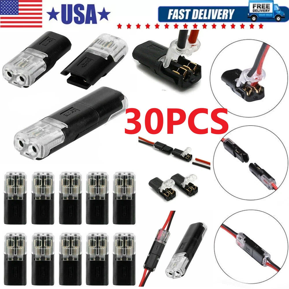 30pcs 2 Pin Waterproof Electrical Connector for Automotive Wire Plug Terminal