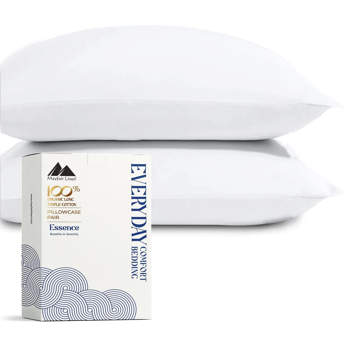 Set of 2 Organic Cotton Percale Pillowcases for Standard/Queen Size