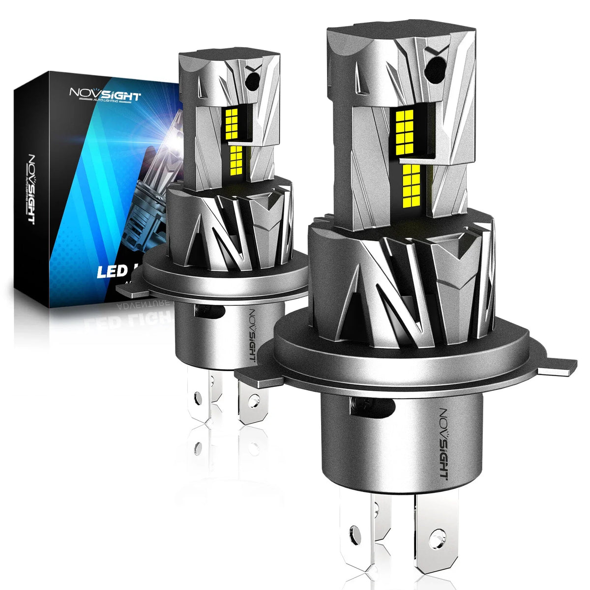 2X H4 LED Headlight Bulbs for NOVSIGHT (18000LM, 6500K, 70W)