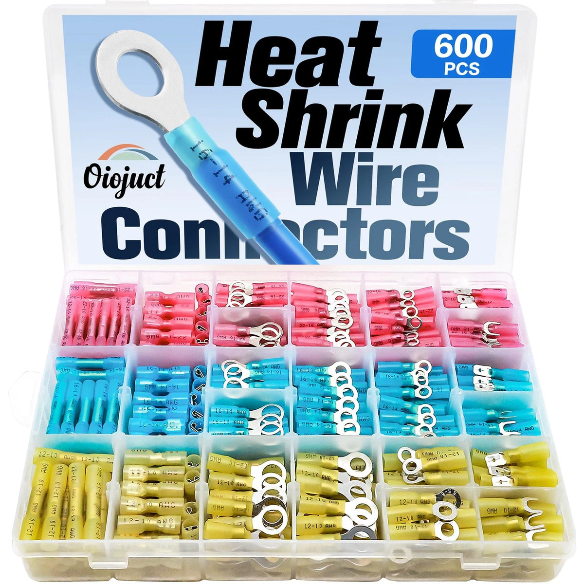 600Pcs Heat Shrink Wire Connectors Electrical Kit for Marine Applications