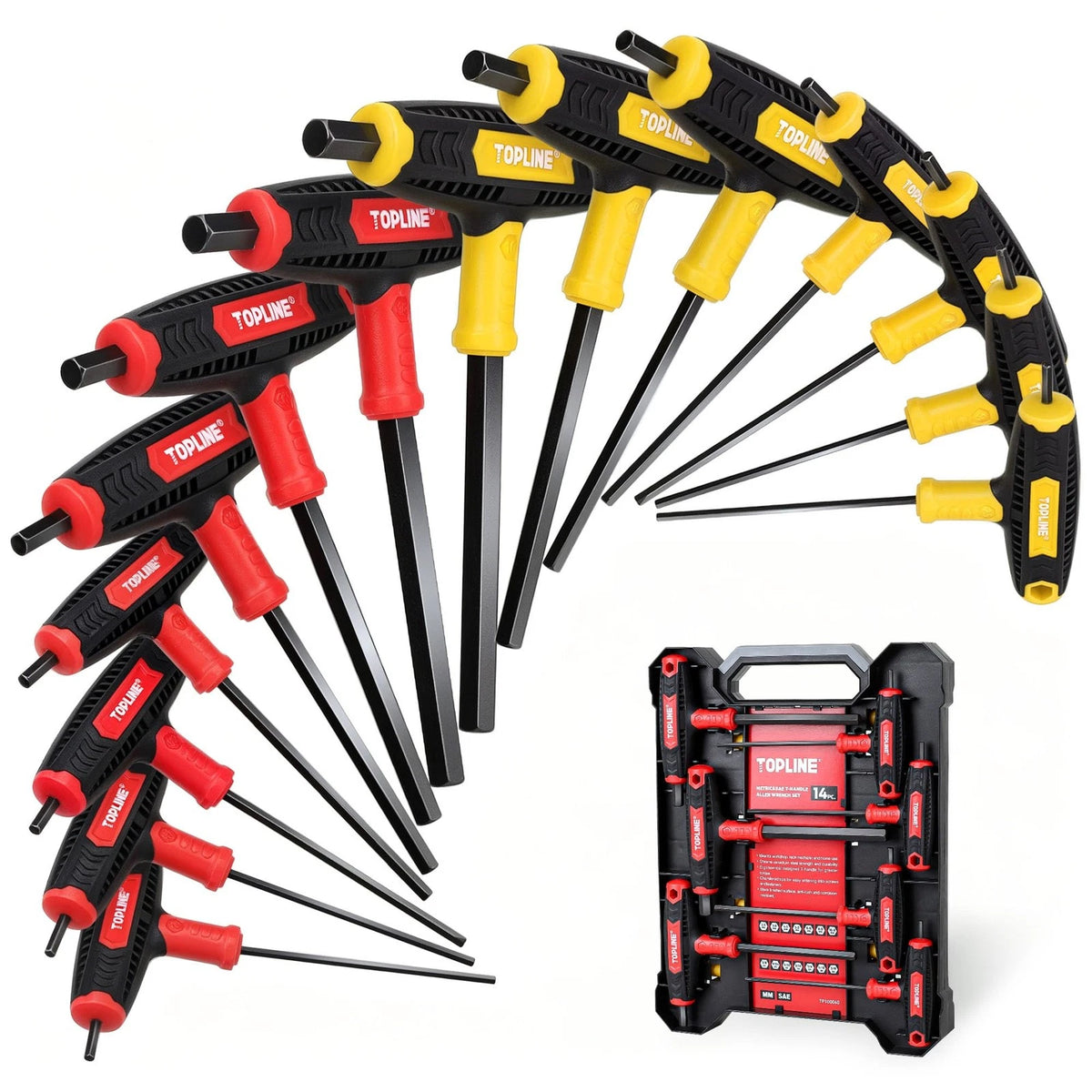 14-Piece T-Handle Allen Wrench Set for Metric & SAE (No Specific Years)