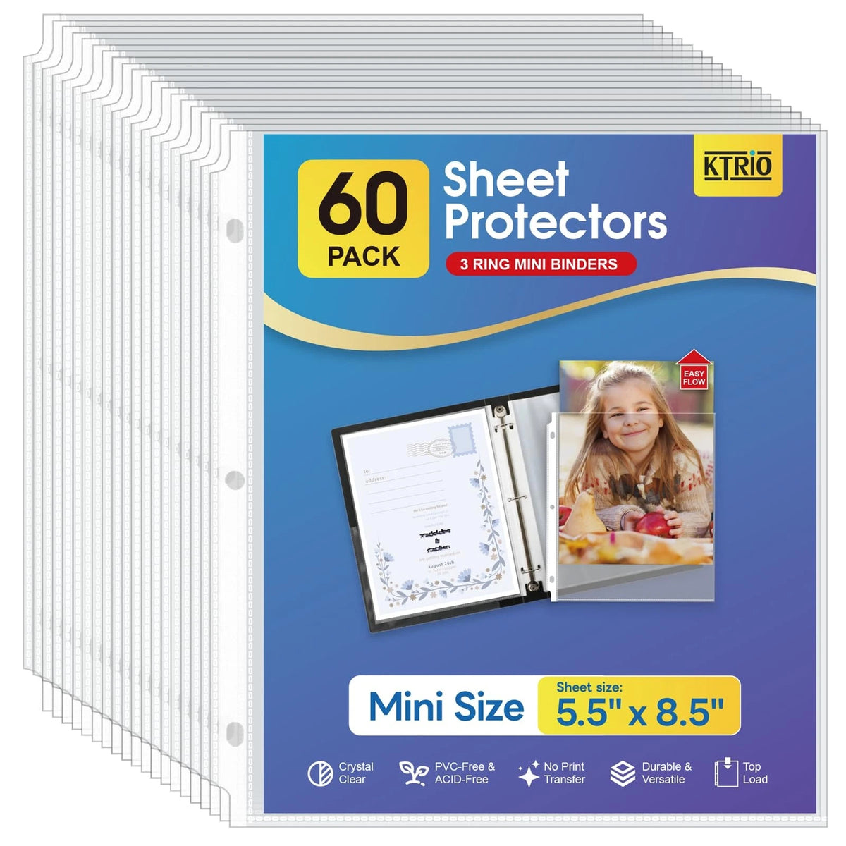 Set of 50 Heavyweight Sheet Protectors for 5.5 x 8.5 Inch Documents