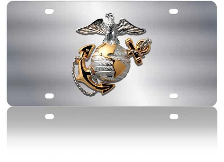 Stainless License Plate for USMC Marine Corps (1913N-1)