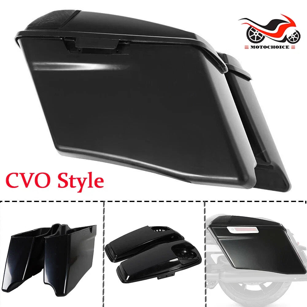 CVO Style Stretched Hard Saddlebags + 5x7" Speaker Lid for Harley (2014–2023)