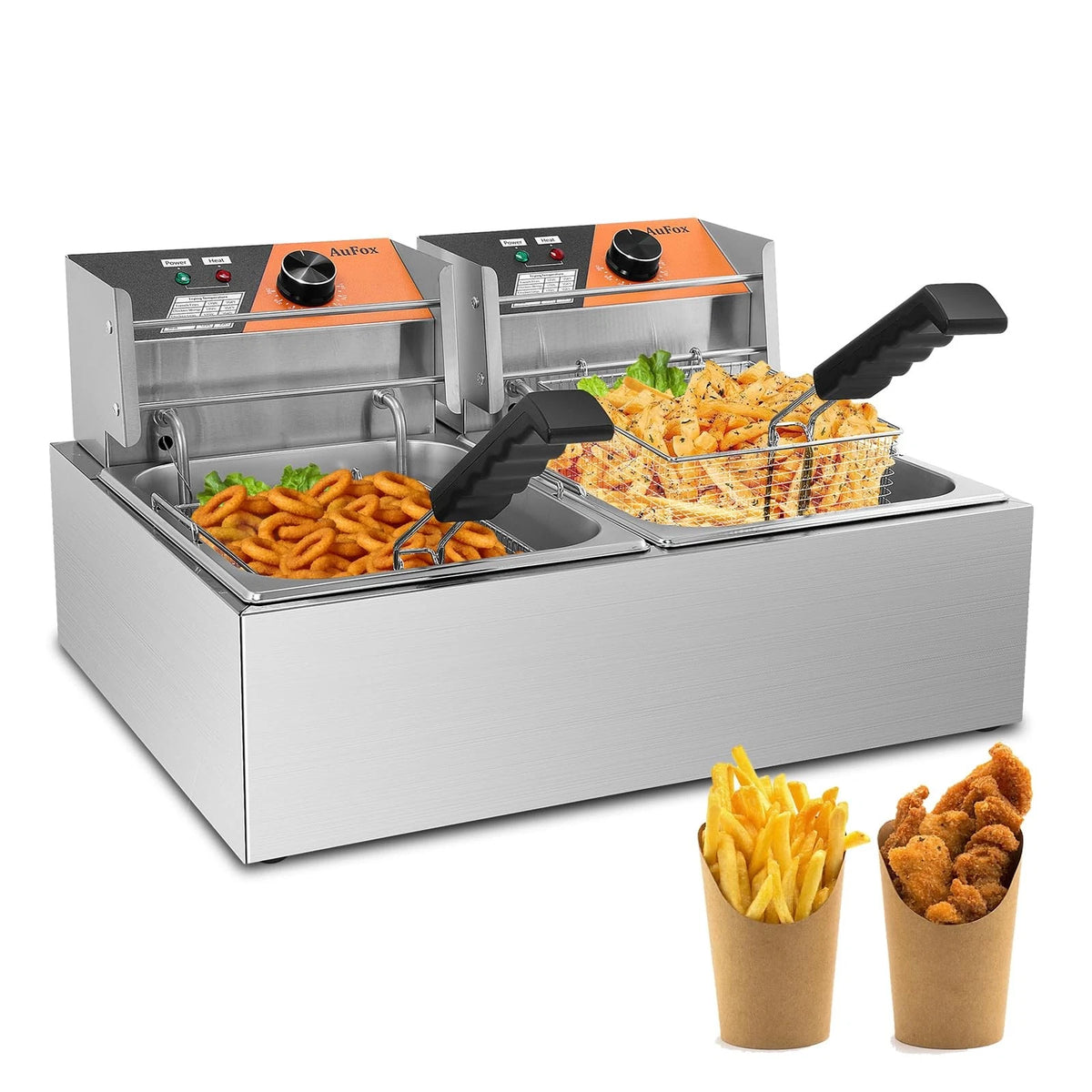 20.7Qt Dual Tank Electric Deep Fryer for Commercial Use