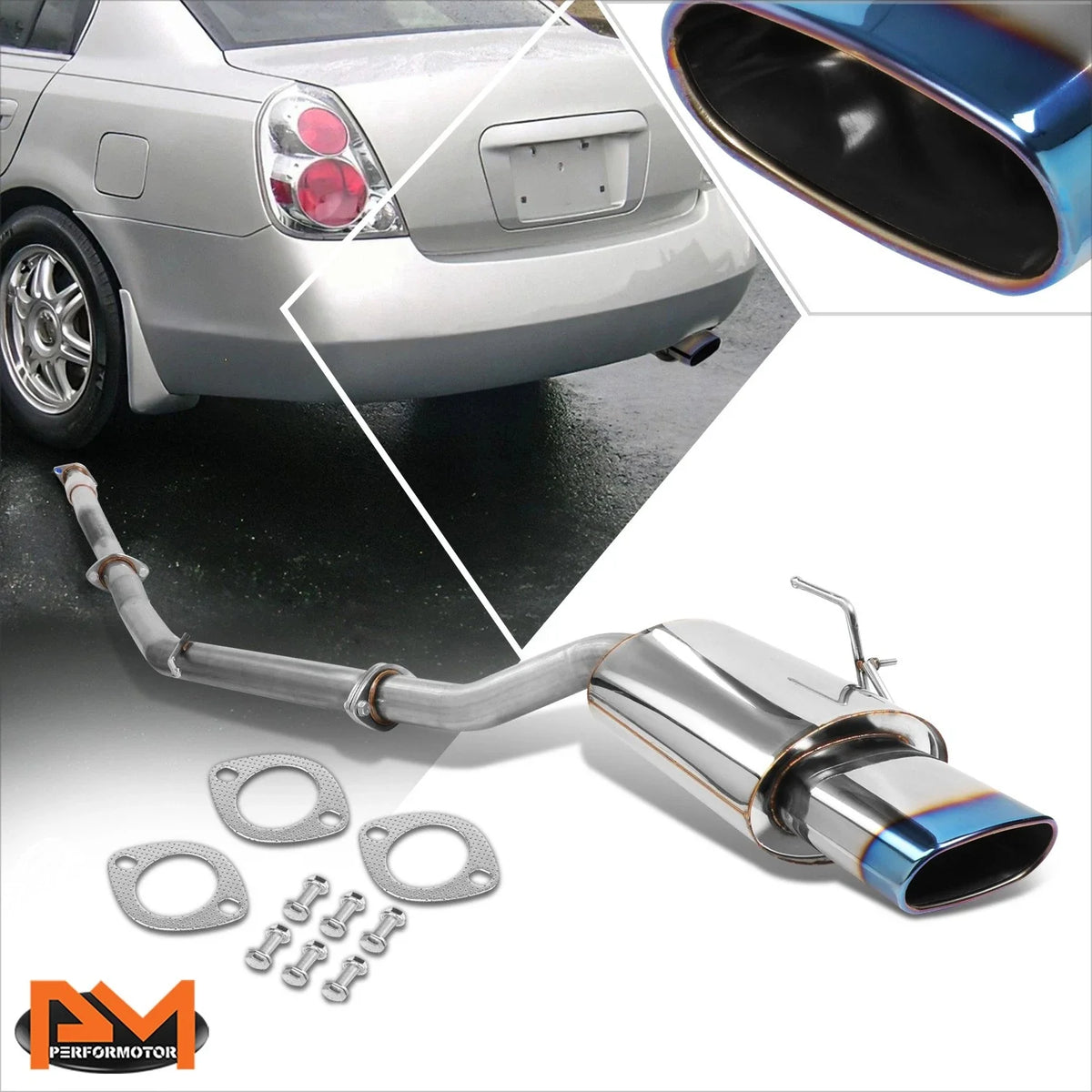 Burnt Muffler Tip Catback Exhaust System for Nissan Altima 2002–2006