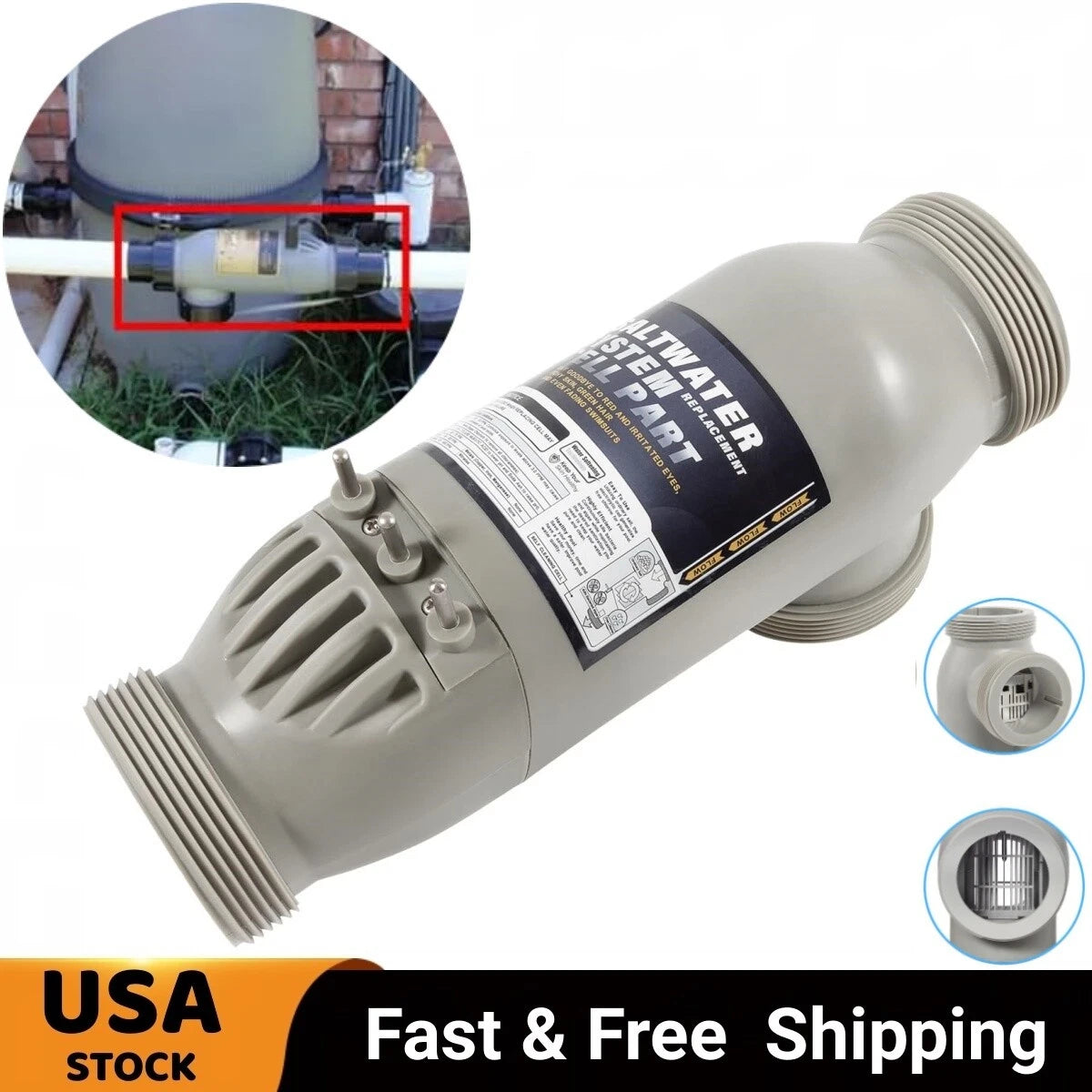 Replacement 3-Port Salt Cell for Zodiac Jandy AquaPure PLC1400