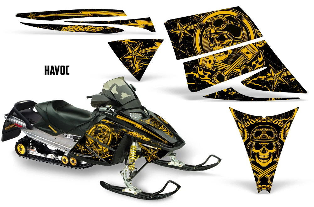 Snowmobile Graphics Kit Decal Sticker for Ski Doo Rev (2004–2012) SKIDOO-REV-HAVOC-YLLW