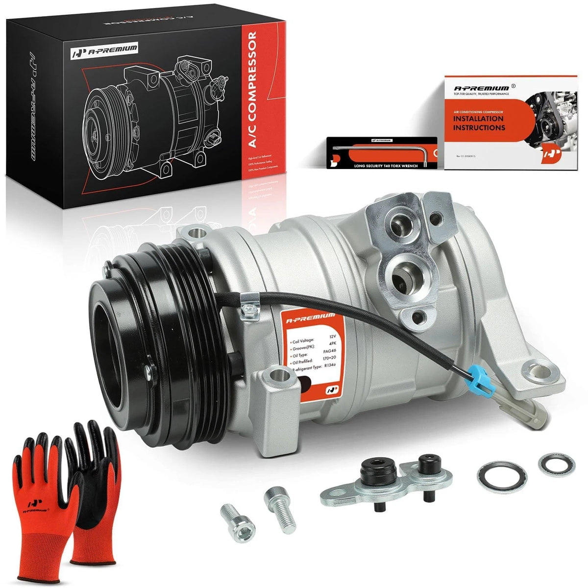 AC Compressor with Clutch for Chevrolet GMC Silver