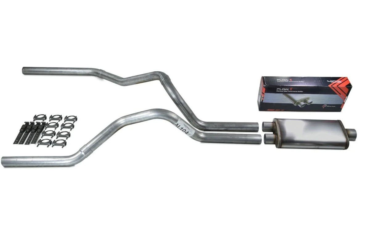 Dual Exhaust Kit for Ford F150 F250 (1987–1997) - Stainless Flow II Muffler