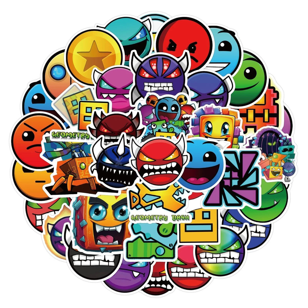 50pcs Geometry Dash Stickers for Gaming Enthusiasts