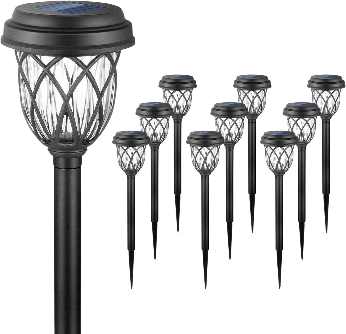 10 Pack Solar Pathway Lights for Outdoor Garden