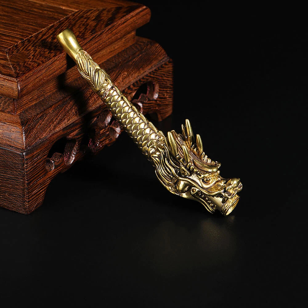 1X Handmade Dragon Brass Smoking Pipe for Tobacco and Herb
