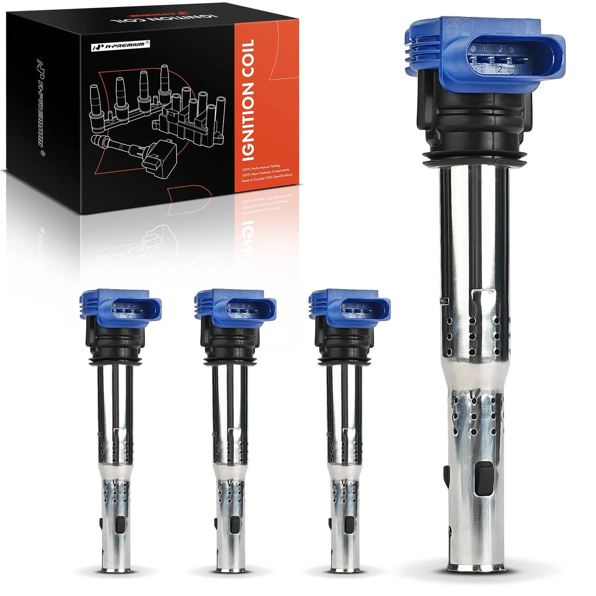 Set of 4 Blue Ignition Coils for VW Jetta (2006–2010, 2012–2013) 07K905715A, UF-575