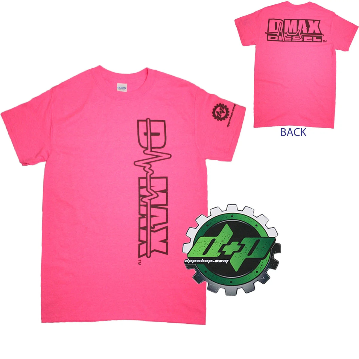 Dmax Tee Shirt for Chevy Duramax Diesel Truck (Small, Light Pink)