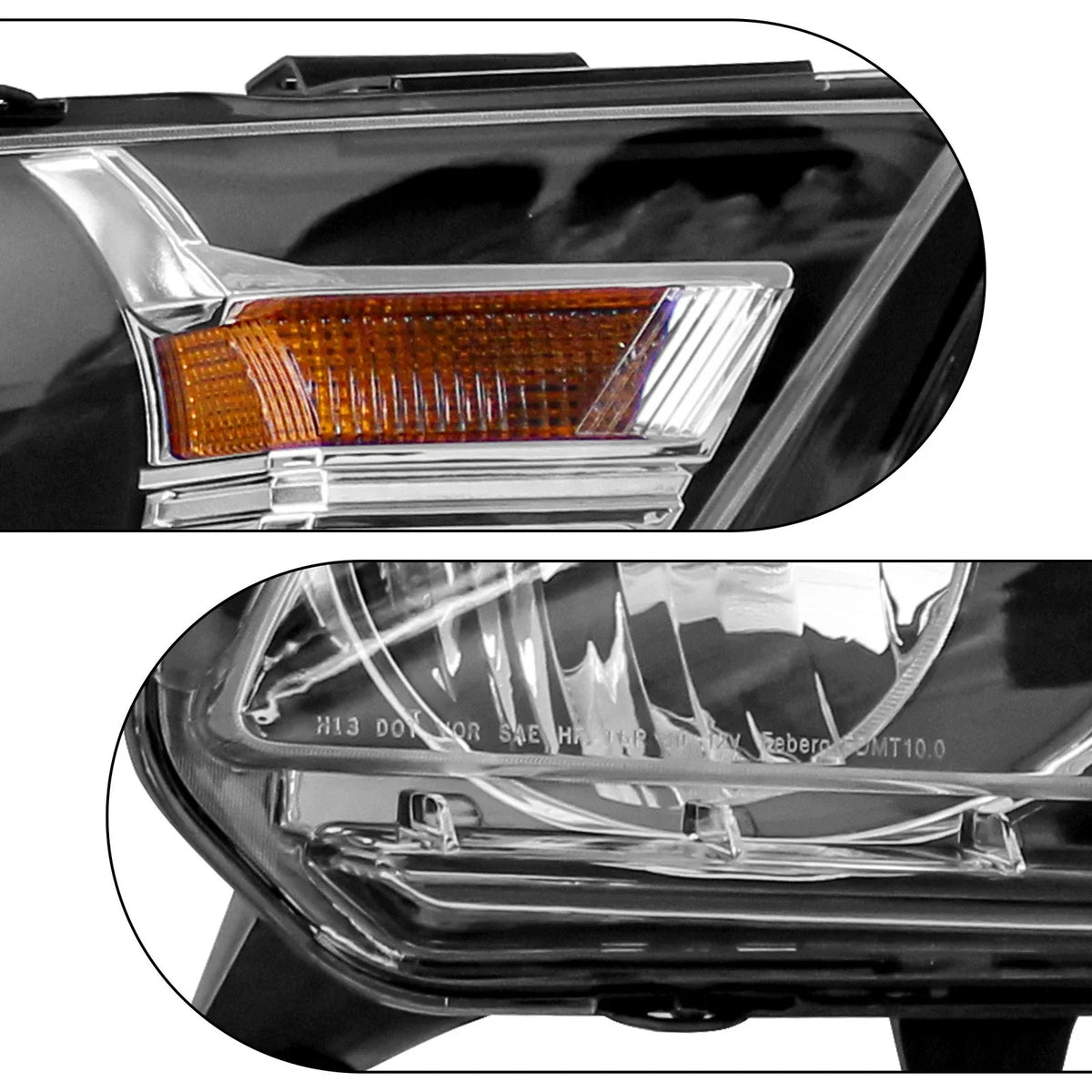 Front Pair Black Headlights for Ford Mustang (2010–2014)