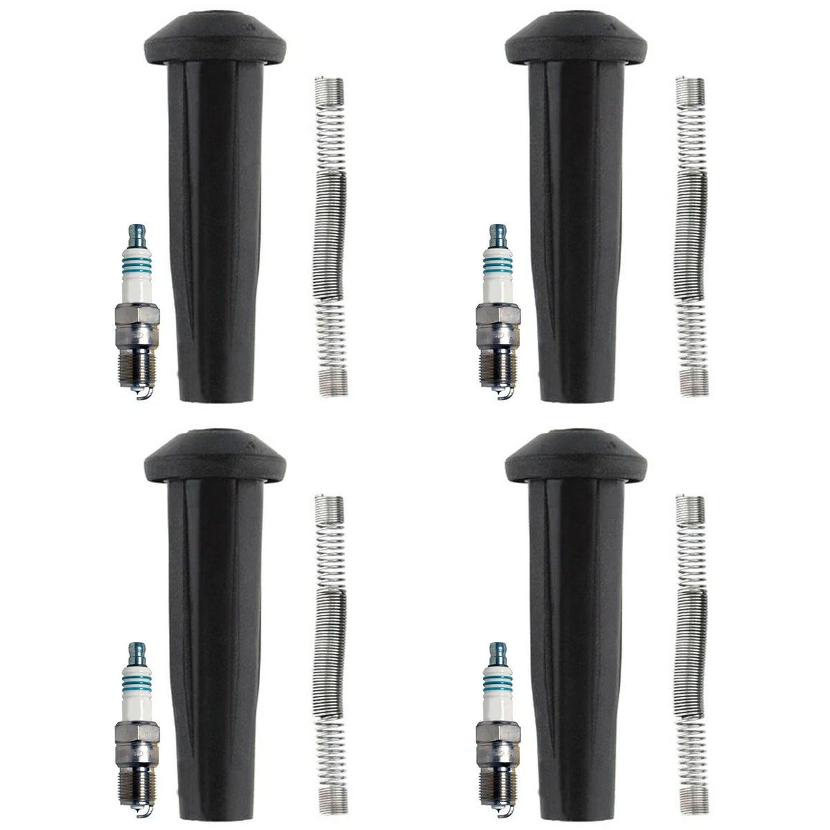 Set of 4 Denso Iridium Power Spark Plugs & Coil Boots for Ford Focus (2003–2004)