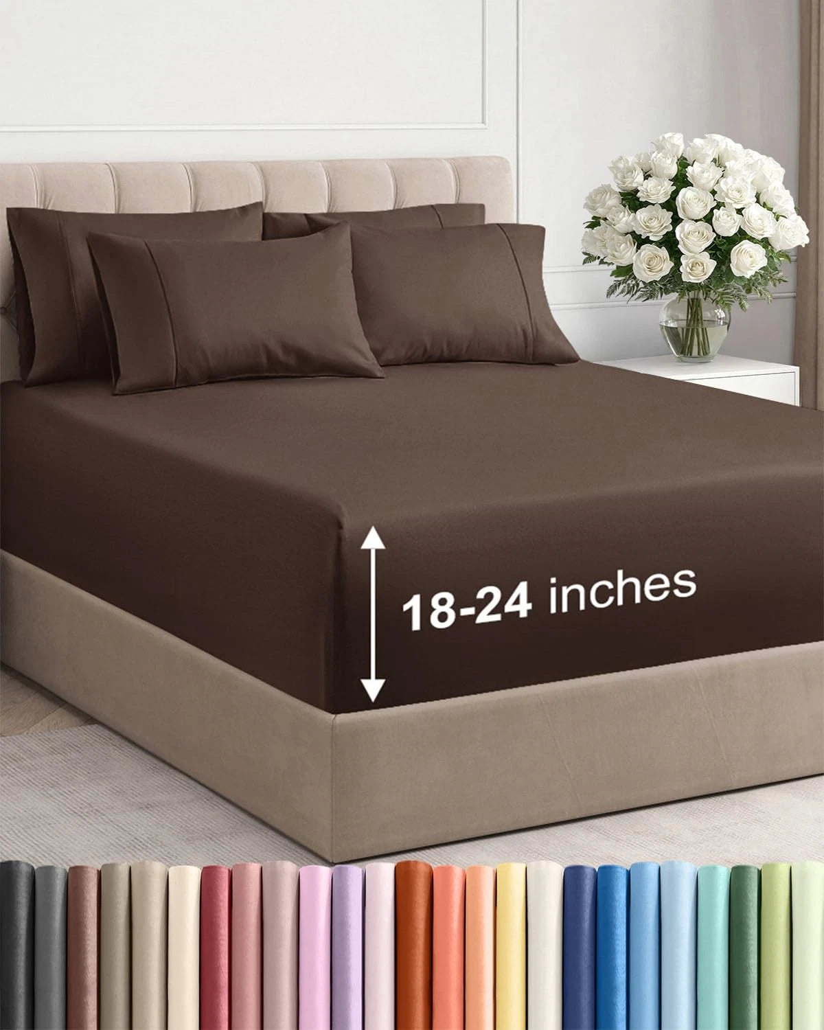 Set of 4 Extra Deep Queen Cooling Sheets for Hotel Luxury