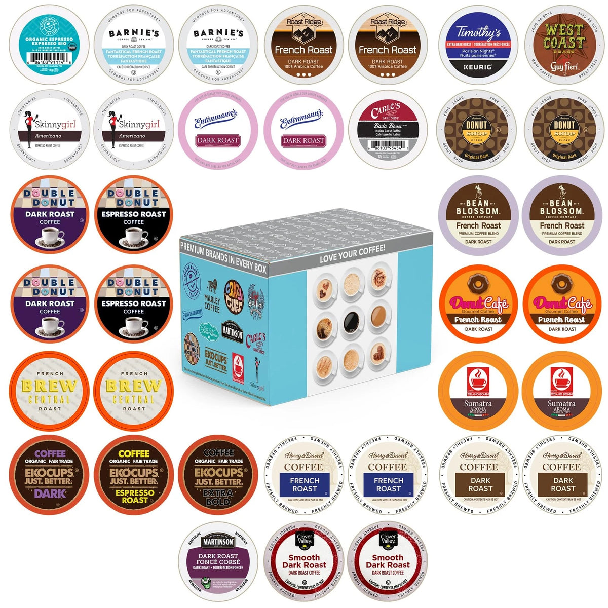 36 Count Dark Roast Coffee Pod Variety Pack for Coffee Machines