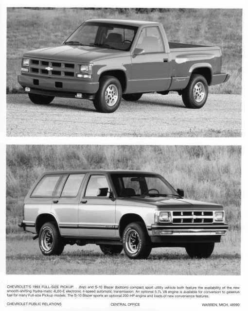 Press Photo for Chevrolet Full Size Pickup & S-10 Blazer (1993)