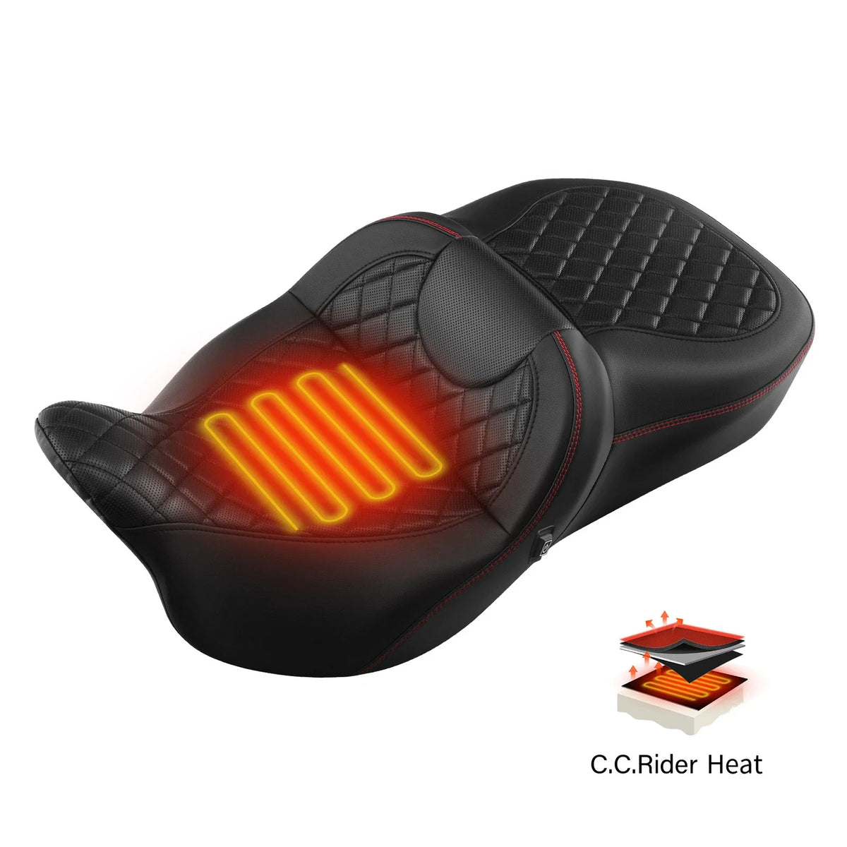 Heated Driver Passenger Seat for Harley Touring Electra Road Glide (2009–2023)