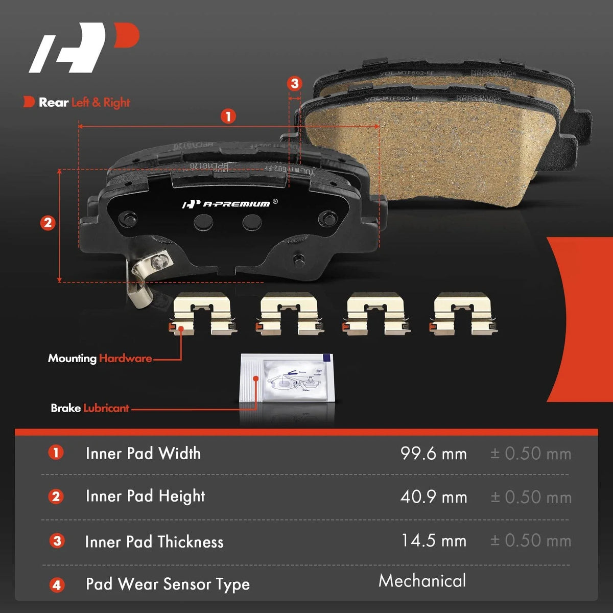Set of 4 Rear Ceramic Brake Pads for Hyundai Elantra (2017–2020)