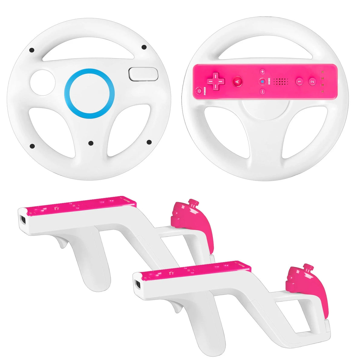 4X Wii Steering Wheel and Zapper Gun Set for Wii (2006–2013)
