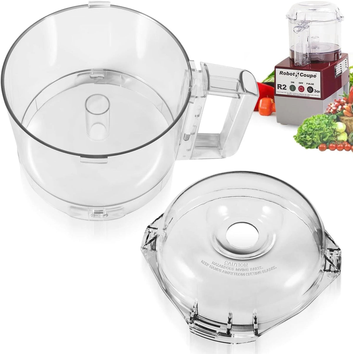 Cutter Bowl Lid & 3 Quart Clear Cutter Bowl for Robot Coupe R2