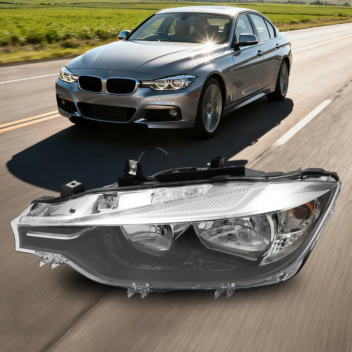 Driver Side Halogen Headlight for BMW 3 Series (2016–2018) 20981600, 63117365599