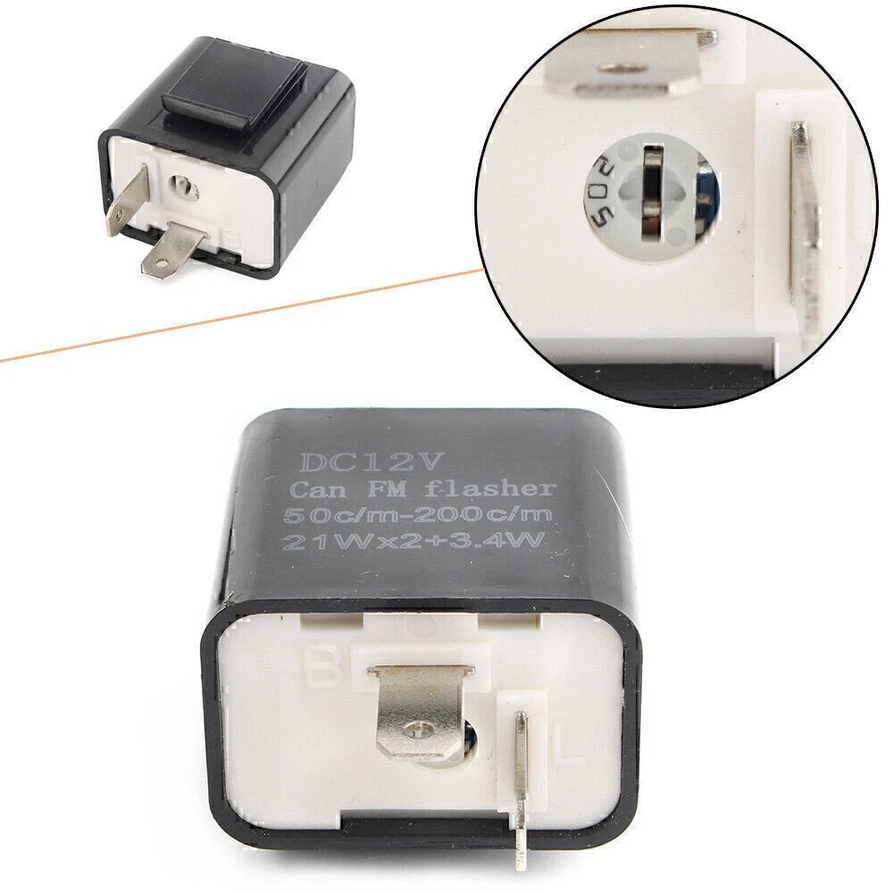 2X 12V 2-Pin Speed Adjustable LED Flasher Relay for Motorcycle