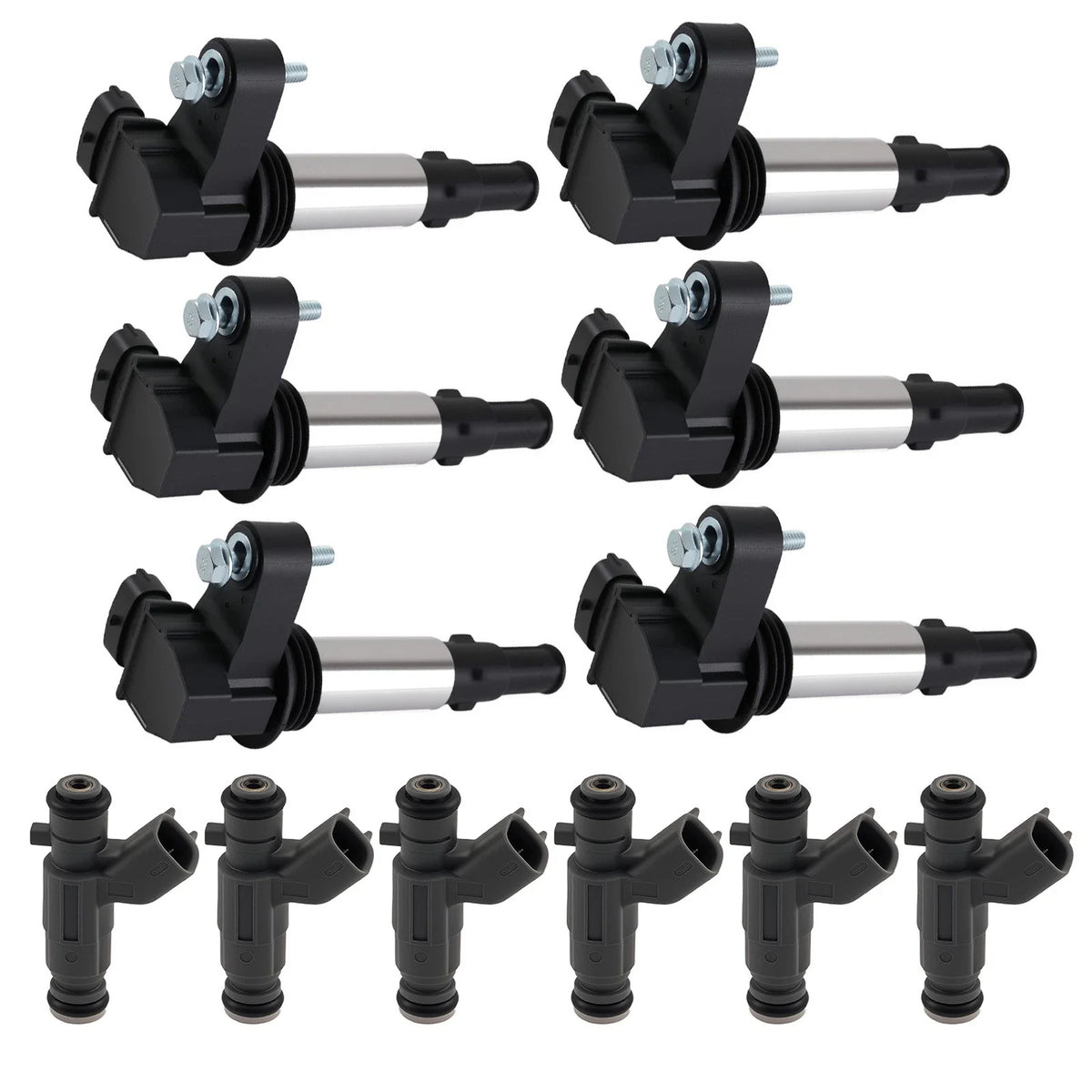 Set of 6 Fuel Injectors & 6 Ignition Coils for Cadillac SRX 3.6L (2004–2006)