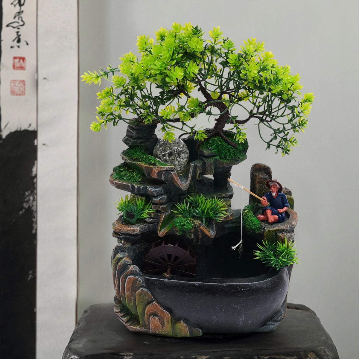 Indoor Water Fountain for Zen Desk Rockery Tabletop Ornament