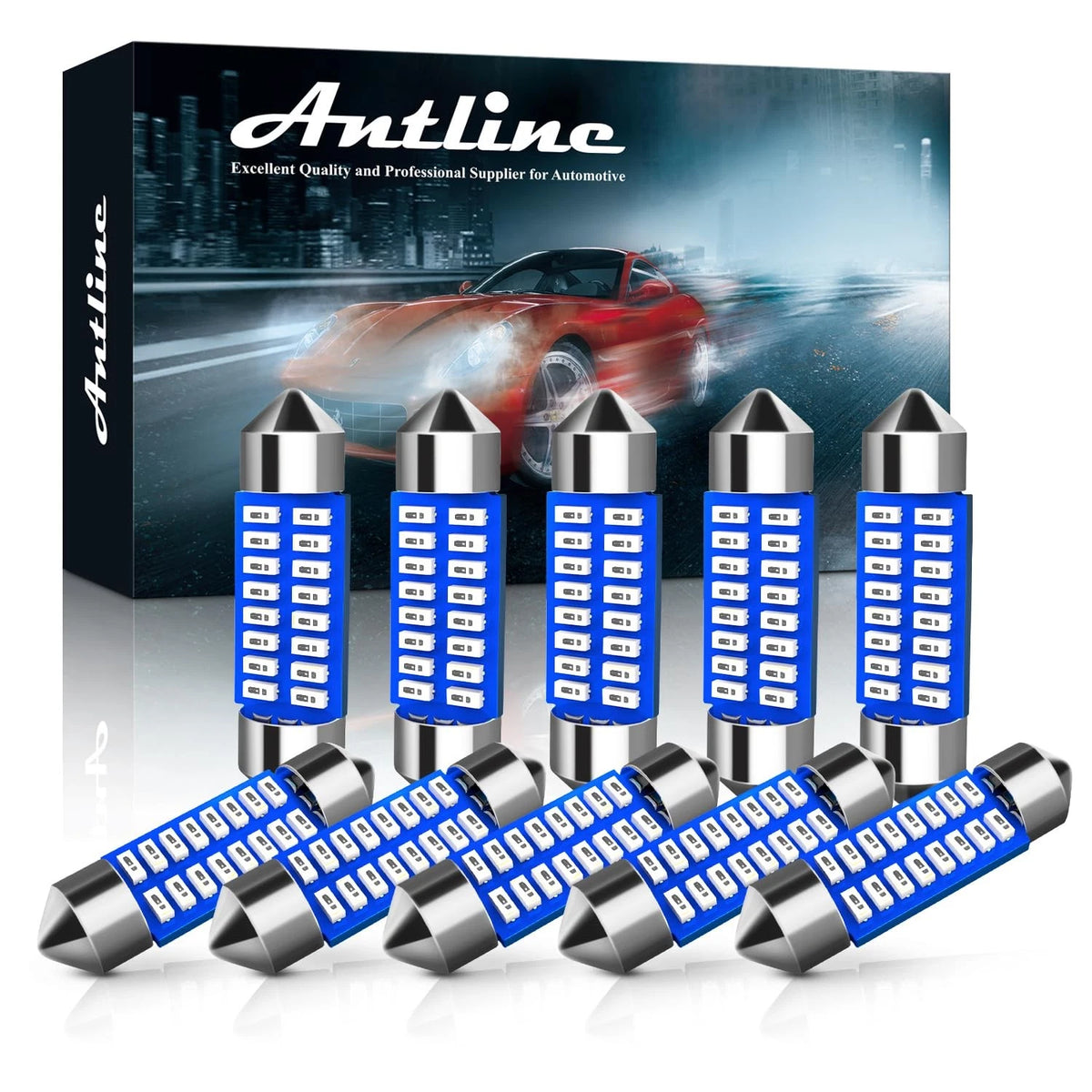 36MM LED Blue Bulbs for Dome & Map Light (10 Pack)