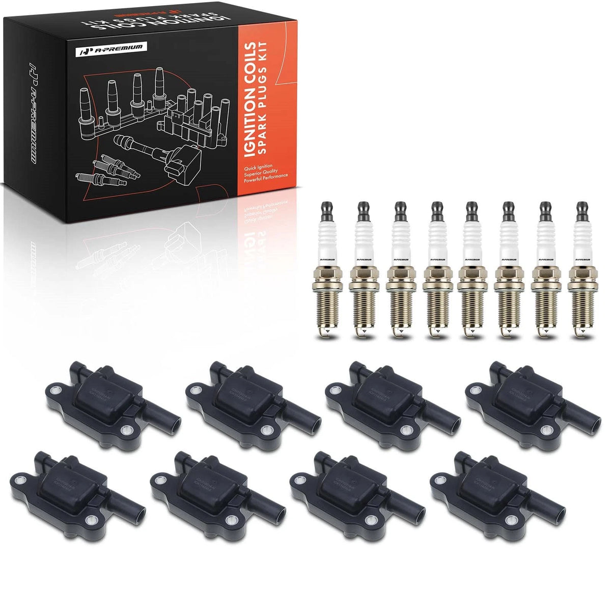 Set of 8 Ignition Coils & Iridium Spark Plugs for Silverado 1500 (2007–2013) - 12611424, 12570616, UF-413