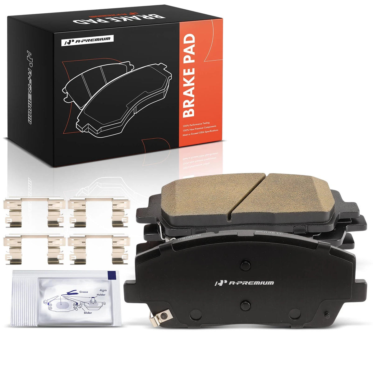 Set of 4 Front Ceramic Brake Pads w/Hardware for Kia Telluride (2020–2023) P-2215