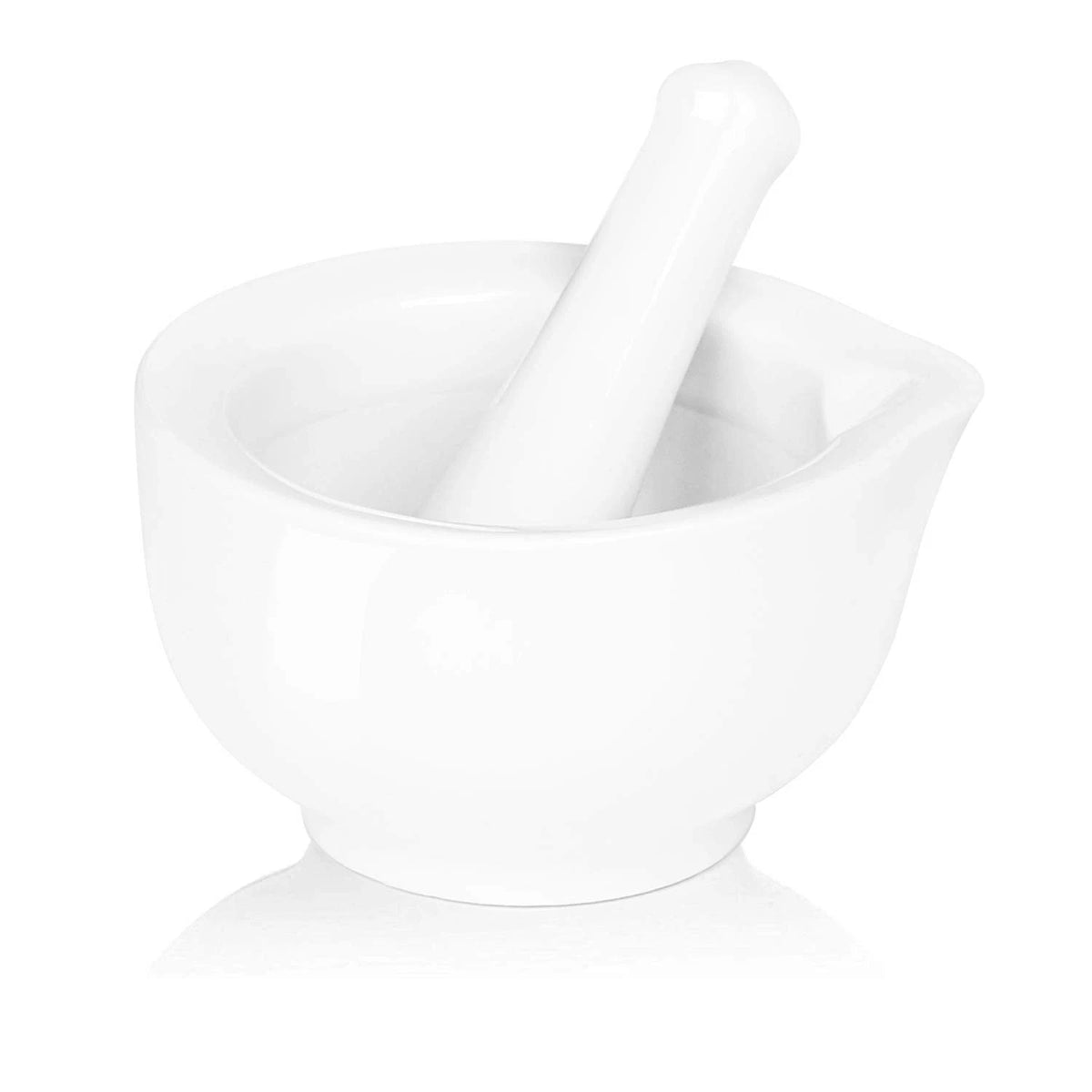 Porcelain Mortar and Pestle for Herb Grinding (3.3-inch, White)