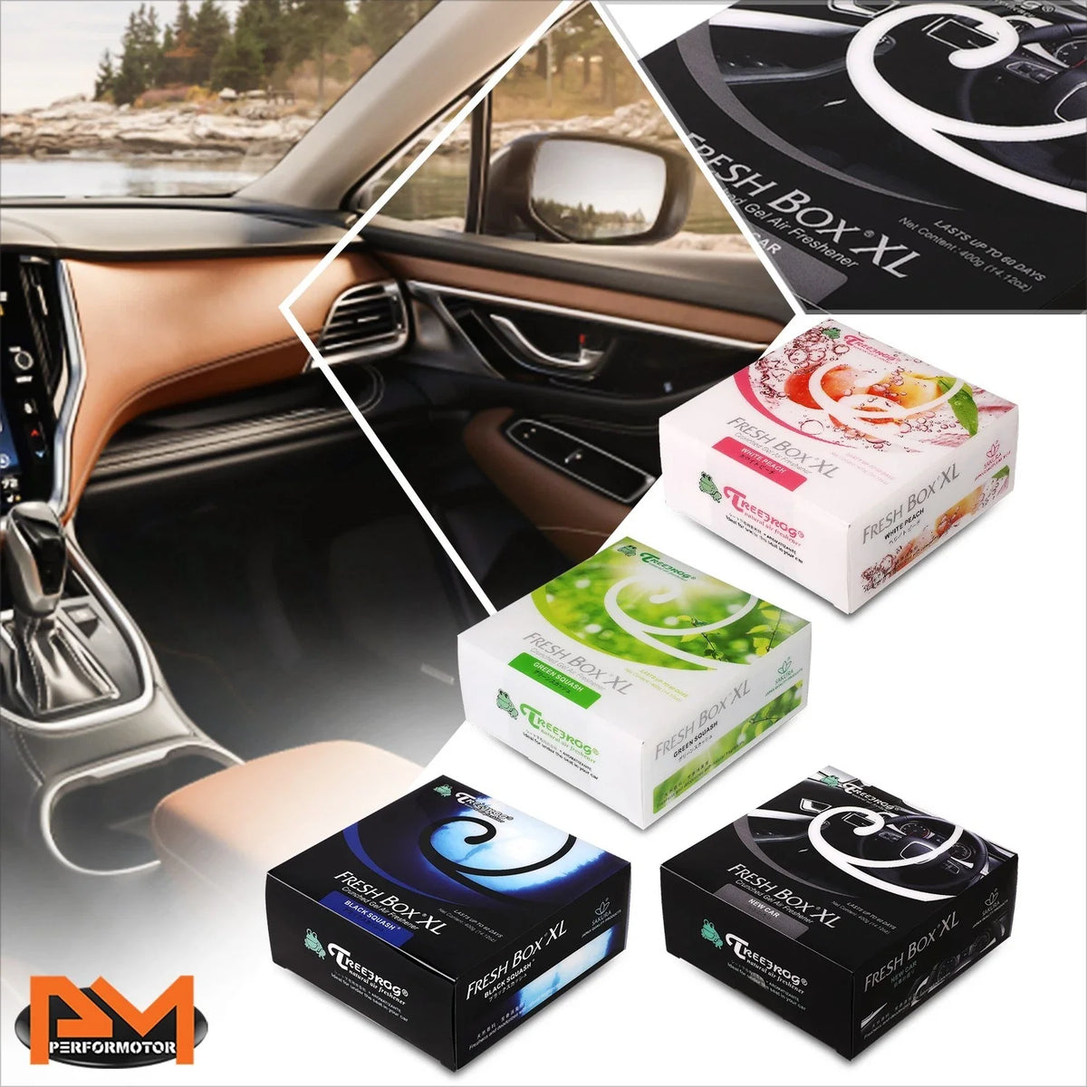 Set of 4 Air Fresheners for (400g) - Black Squash, Green Squash, White Peach