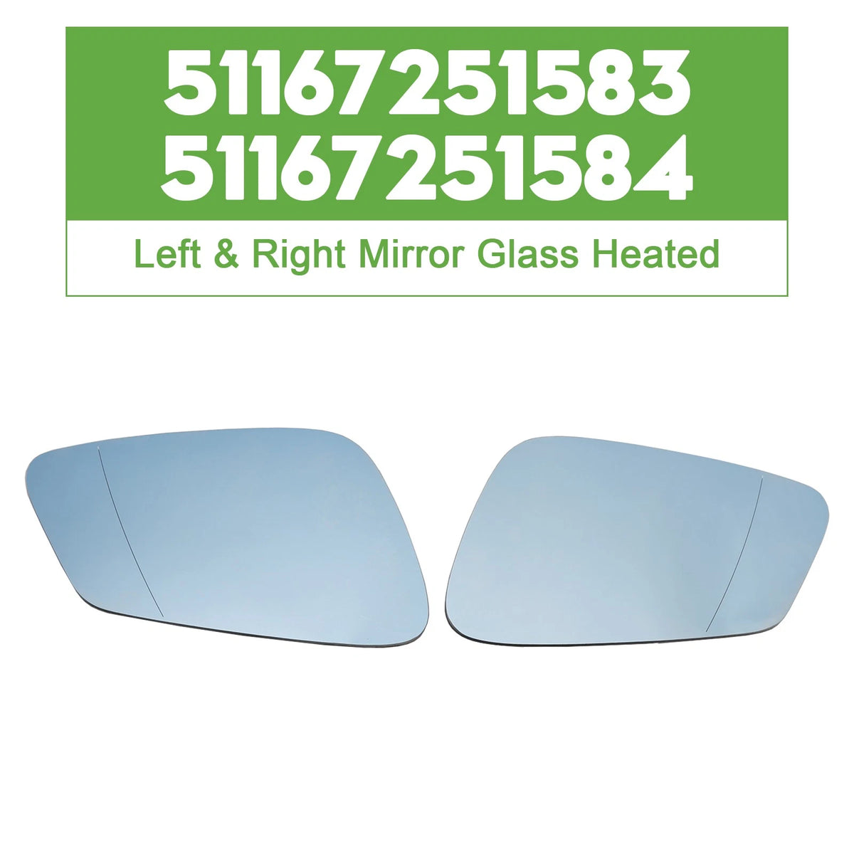 Heated Mirror Glass Set for BMW 5 6 7 Series (51167251583, 51167251584)