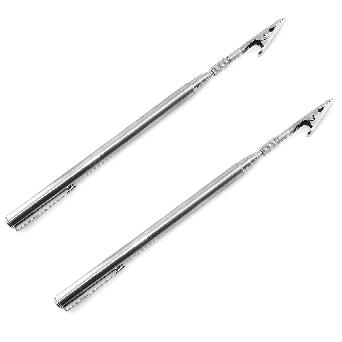 2X Telescopic Alligator Clips for Kitchen Use - Metal Silver