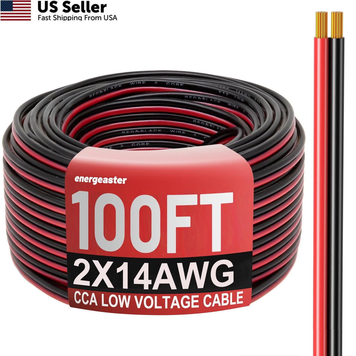2X 14 Gauge Wire 100FT Red and Black for Automotive Electrical Use