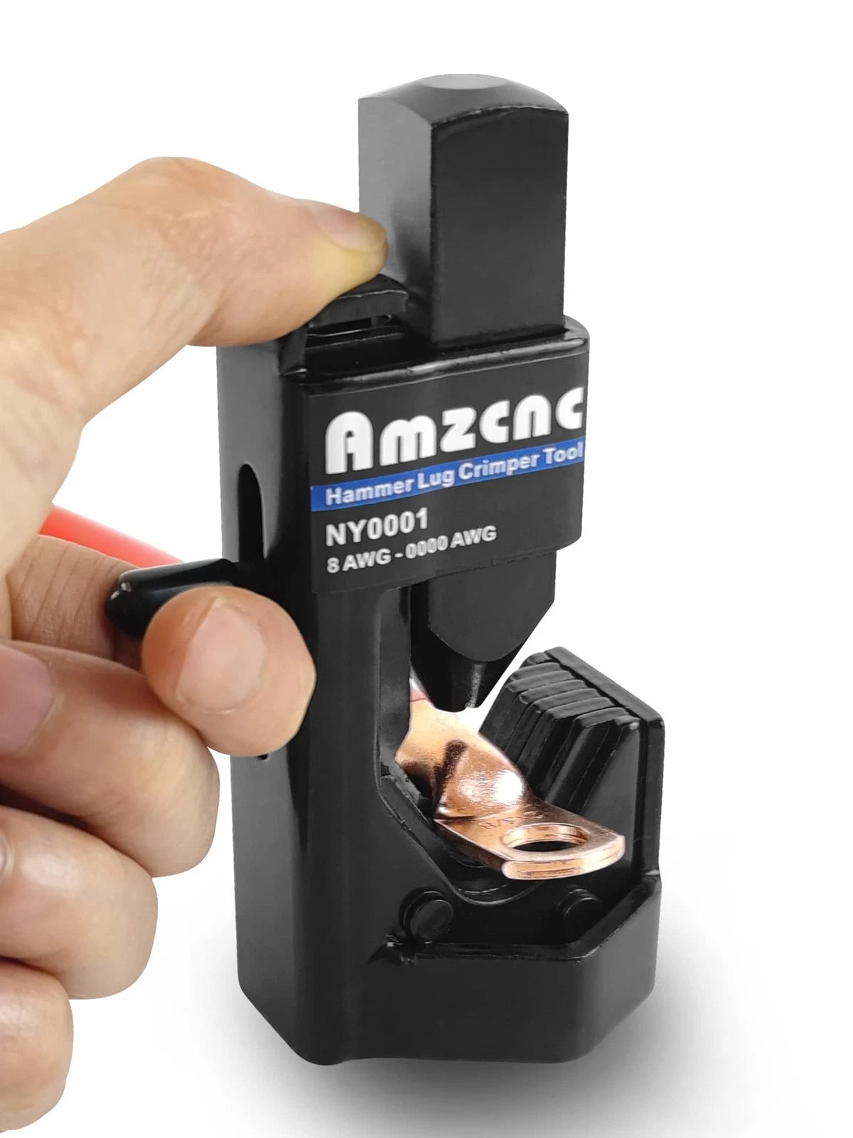 Hammer Lug Crimper Tool for Battery (0000 AWG, 4"x2", Black)